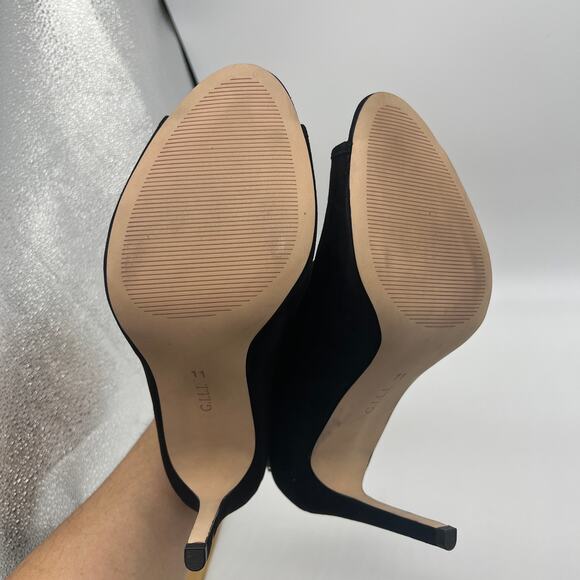 G.I.L.I. Peep Toe Zip Back Suede Booties Size 11 M Fantina Black - Picture 9 of 11